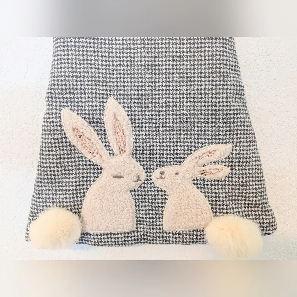 Lola And The Boys Grey Knit Sleeveless A-Line Kissing Bunnies Gingham Dress 2-3Y